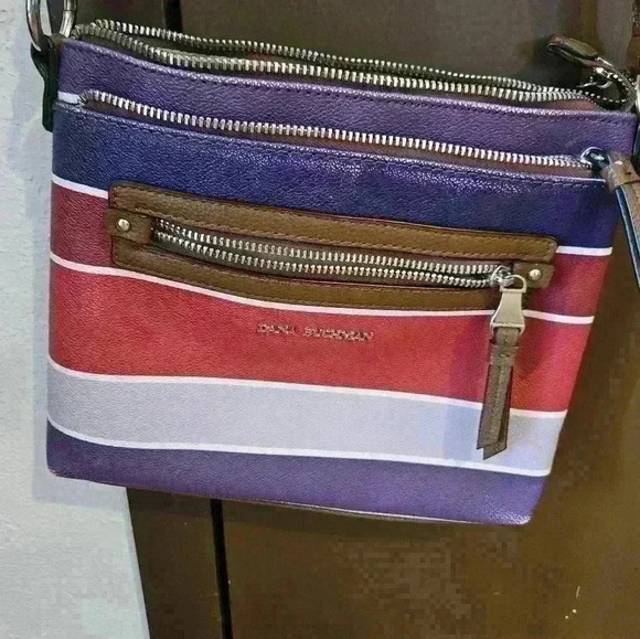 Dana Buchman Purse & envelope wallet.  Purple striped. - Picture 10 of 16